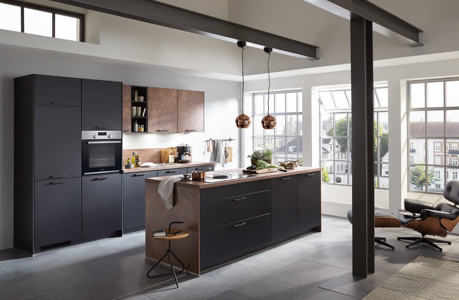 Nobilia Matt Black Bronze Open Plan Kitchen With Island 2021 3 | Lead Wolf, Peterborough