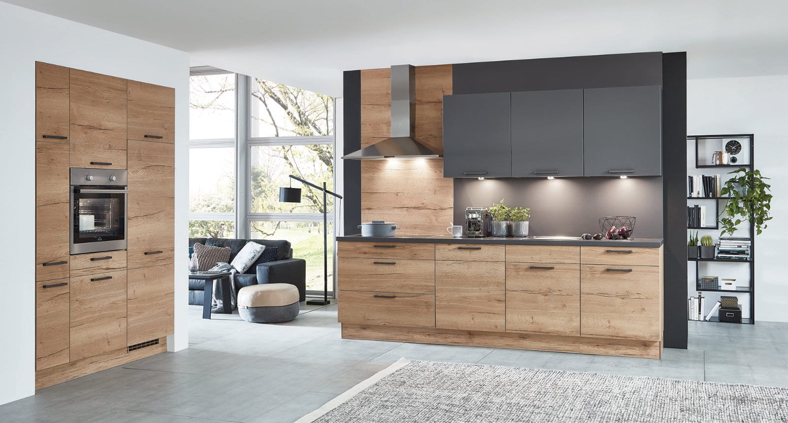 Nobilia Matt Wood Open Plan Kitchen 2021 1 | Lead Wolf, Peterborough